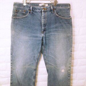 2013 Urban Pipeline UP Denim Jeans Men-38x30 Baggy Wide-Leg Faded Fray Hem Flaws